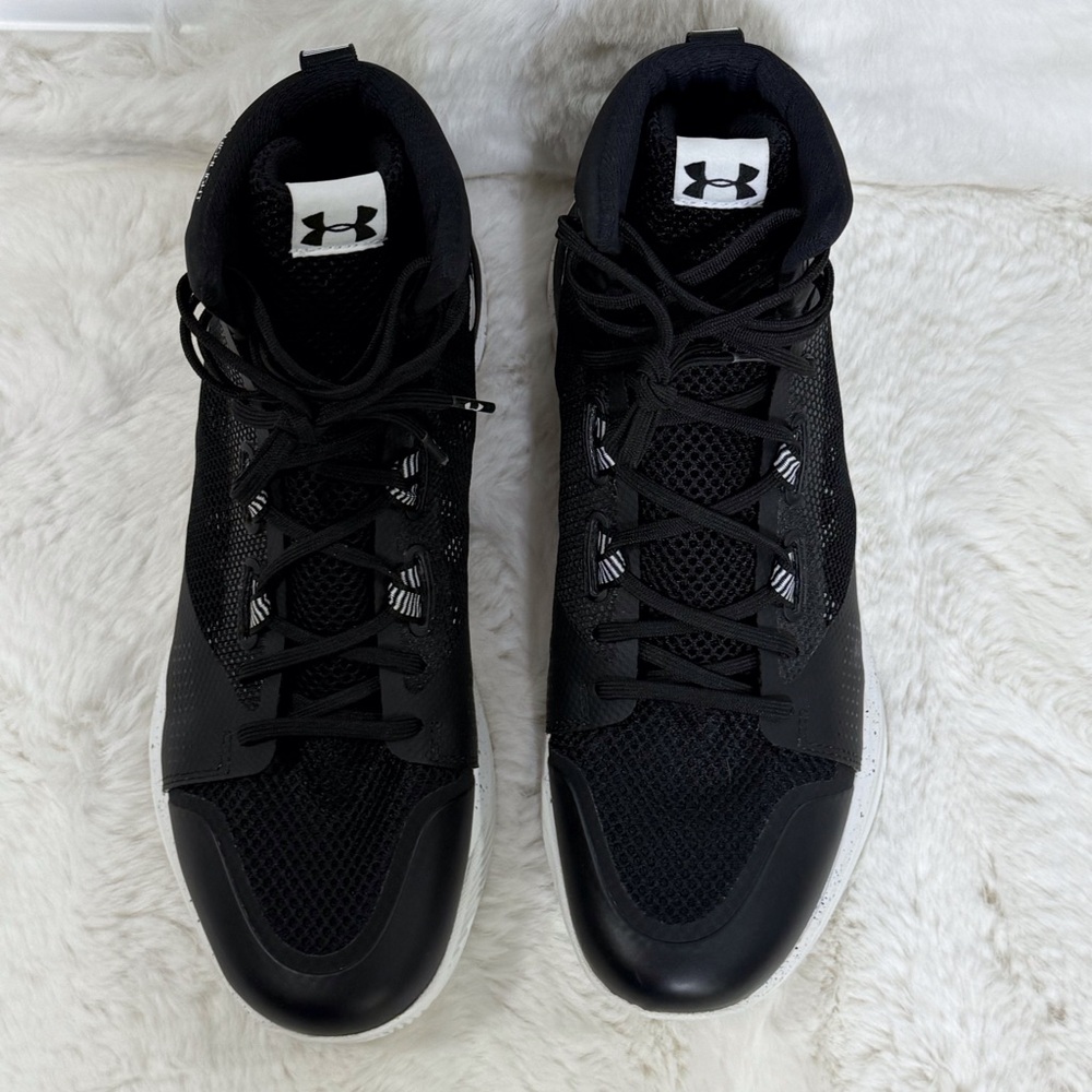 Under Armour Highlight Ace Sneakers Black White Mid-Top Volleyball Shoes - Picture 3 of 8